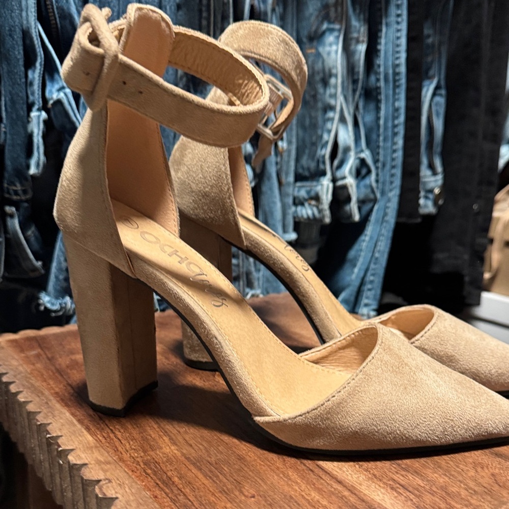 Beige Block Heel